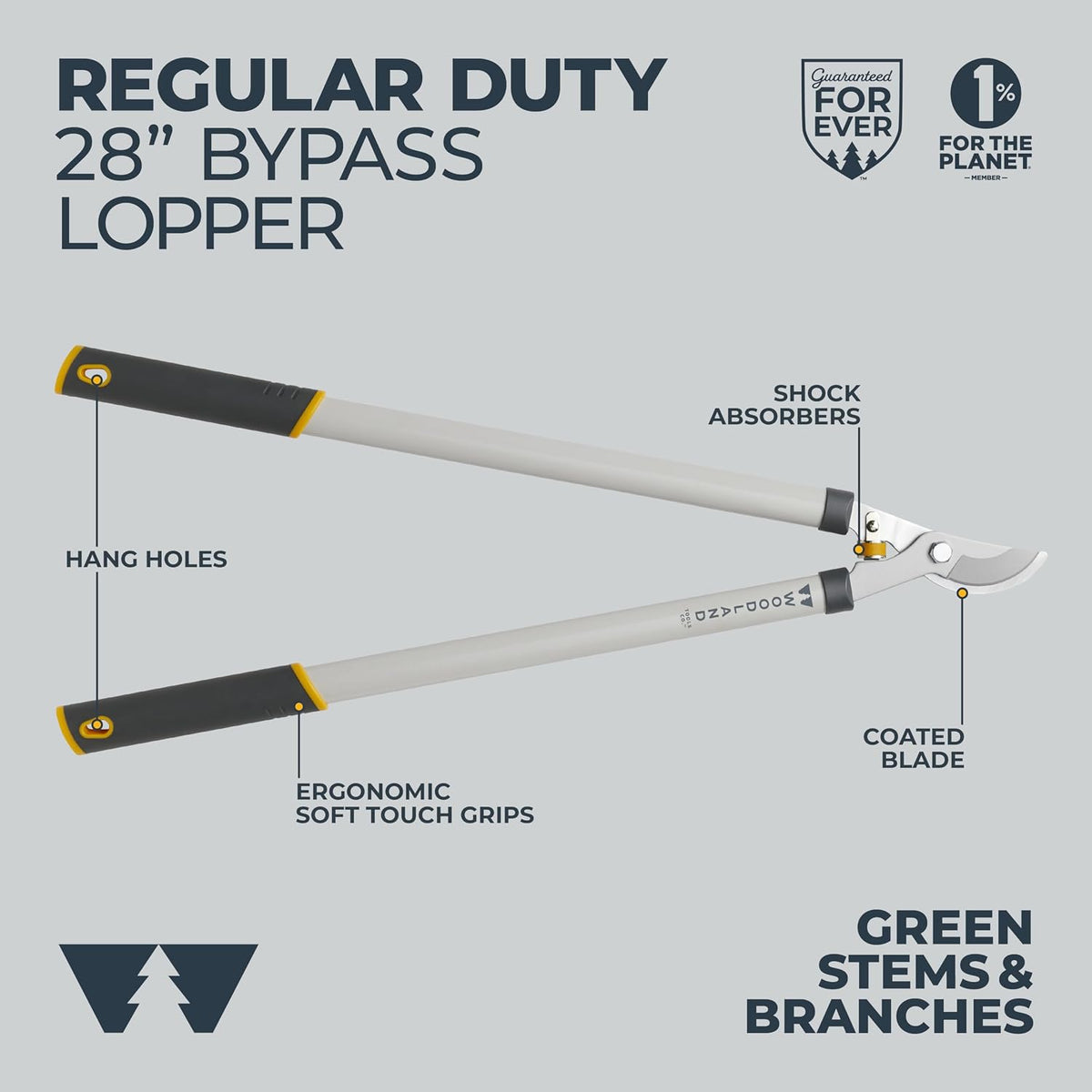 Woodland Tools Duralight Compact Lopper, 16 Inch Anvil Branch Cutter with Gear Assist and Glass-Filled Nylon Handles, Lightweight Tree Pruner for Dry Branches, Tight Spaces, and Everyday Yard Work