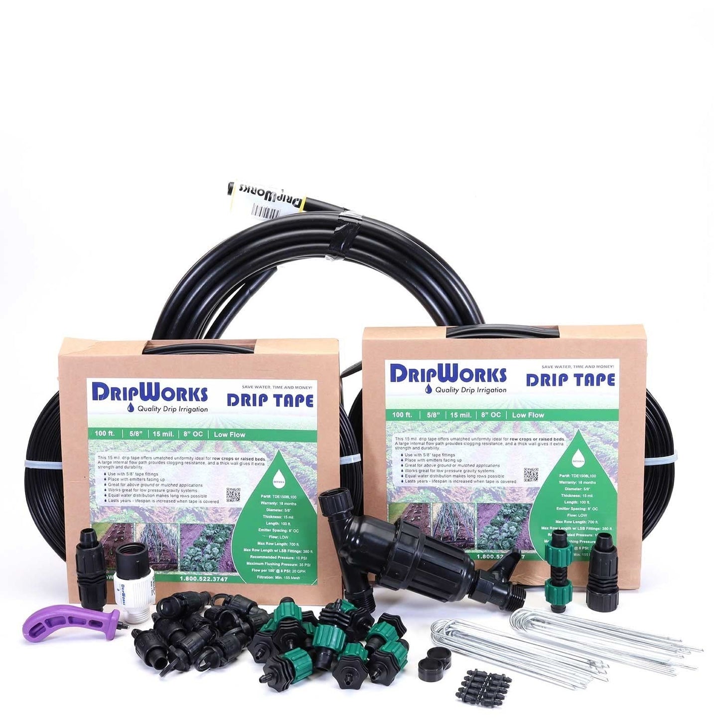 Drip Tape Irrigation Kit for Watering Row Crops in Farms - Waters Upto 10 20' Rows | Agricultural Grade Components | Trusted Brand Since 1991