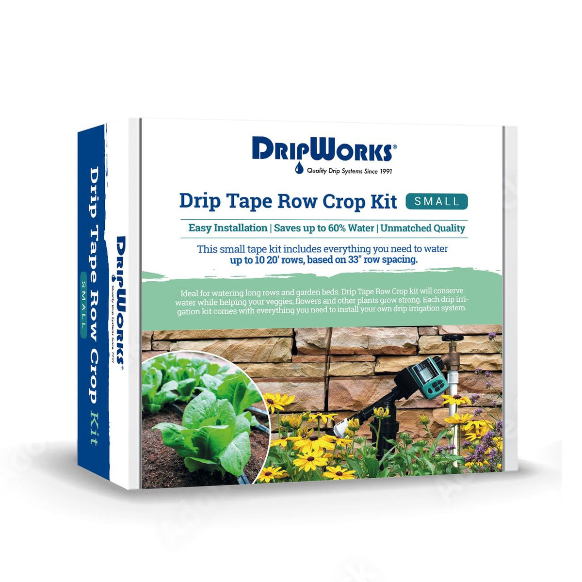 Drip Tape Irrigation Kit for Watering Row Crops in Farms - Waters Upto 10 20' Rows | Agricultural Grade Components | Trusted Brand Since 1991