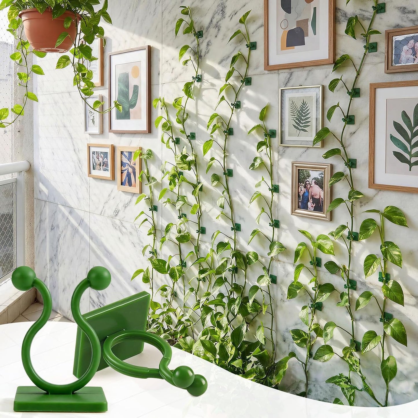 100 Pcs Plant Climbing Wall Fixture Clips, Green Plant Fixer with Self-Adhesive Hook, Fixing Clip Vines Holder for Indoor Outdoor Plants Support Cable Wire (Medium)