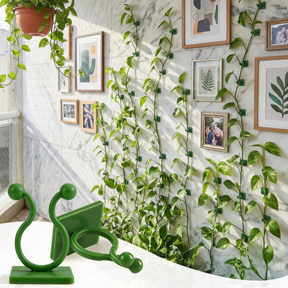 100 Pcs Plant Climbing Wall Fixture Clips, Green Plant Fixer with Self-Adhesive Hook, Fixing Clip Vines Holder for Indoor Outdoor Plants Support Cable Wire (Medium)
