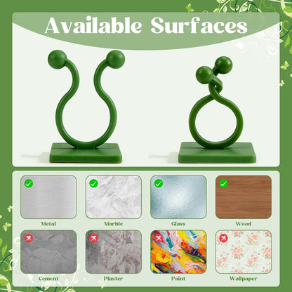 100 Pcs Plant Climbing Wall Fixture Clips, Green Plant Fixer with Self-Adhesive Hook, Fixing Clip Vines Holder for Indoor Outdoor Plants Support Cable Wire (Medium)