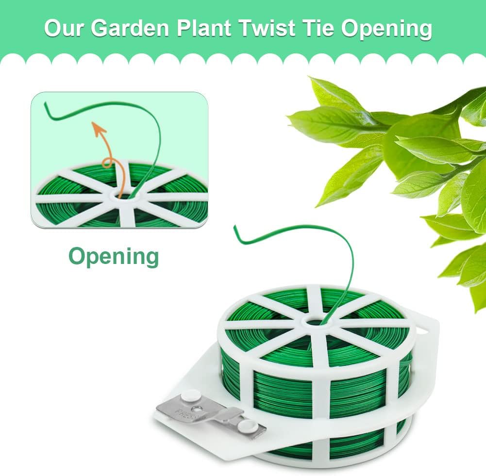 328 Feet Garden Plant Twist Tie with Cutter for Gardening, Home, Office (Green)