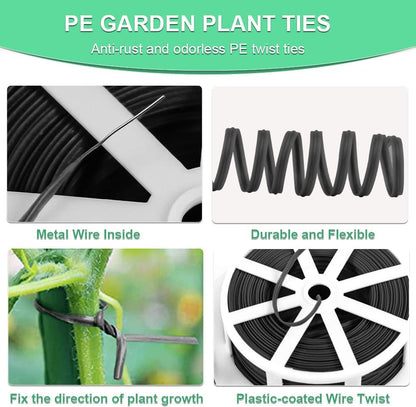 328 Feet Garden Plant Twist Tie with Cutter for Gardening, Home, Office (Green)