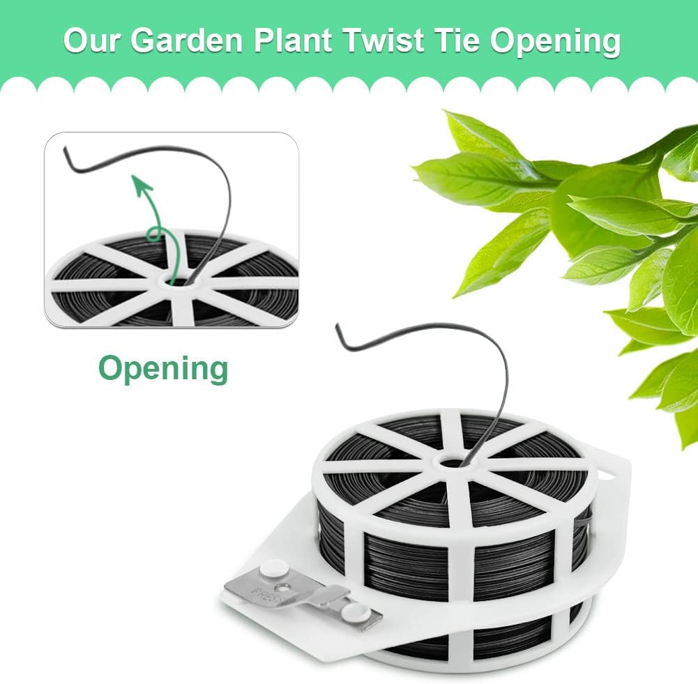 328 Feet Garden Plant Twist Tie with Cutter for Gardening, Home, Office (Green)