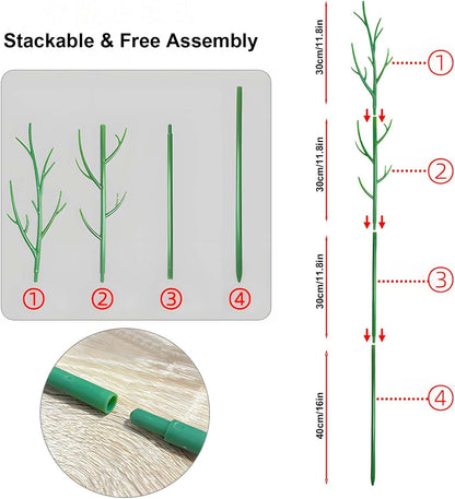 Stackable Monstera Plant Support Stakes,Plant Trellis for Indoor Climbing Plants, Tree Branch Shape Modular Plant Support Pole for Monstera, Pothos, Ivy - Green (52inch)