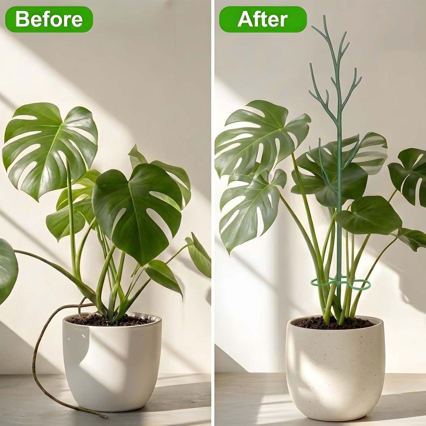 Stackable Monstera Plant Support Stakes,Plant Trellis for Indoor Climbing Plants, Tree Branch Shape Modular Plant Support Pole for Monstera, Pothos, Ivy - Green (52inch)