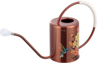 68oz Bronze Stainless Steel Watering Can, Hummingbird Pattern & 2 Sprayers
