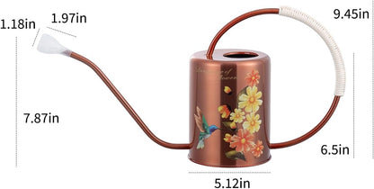 68oz Bronze Stainless Steel Watering Can, Hummingbird Pattern & 2 Sprayers