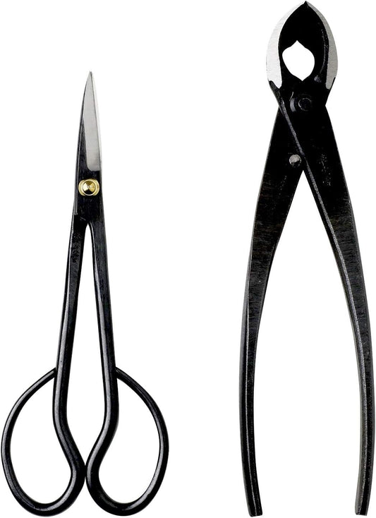Wazakura Japanese Bonsai Tool Kit Made in Japan - Satsuki Scissors 7inch(180mm) + Concave Branch Cutter 8inch(200mm) Gift Box Set