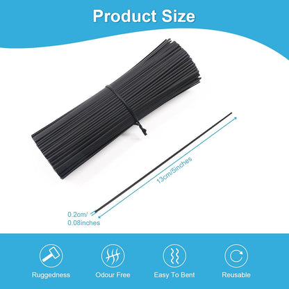 1000Pcs 8 Inch Plastic Twist Ties,Cable Ties for Making Facial Face Mask Plants Party Cello Candy Gift Bags Cake Pops-Black