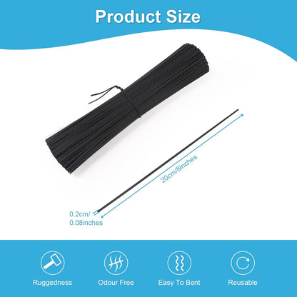 1000Pcs 8 Inch Plastic Twist Ties,Cable Ties for Making Facial Face Mask Plants Party Cello Candy Gift Bags Cake Pops-Black