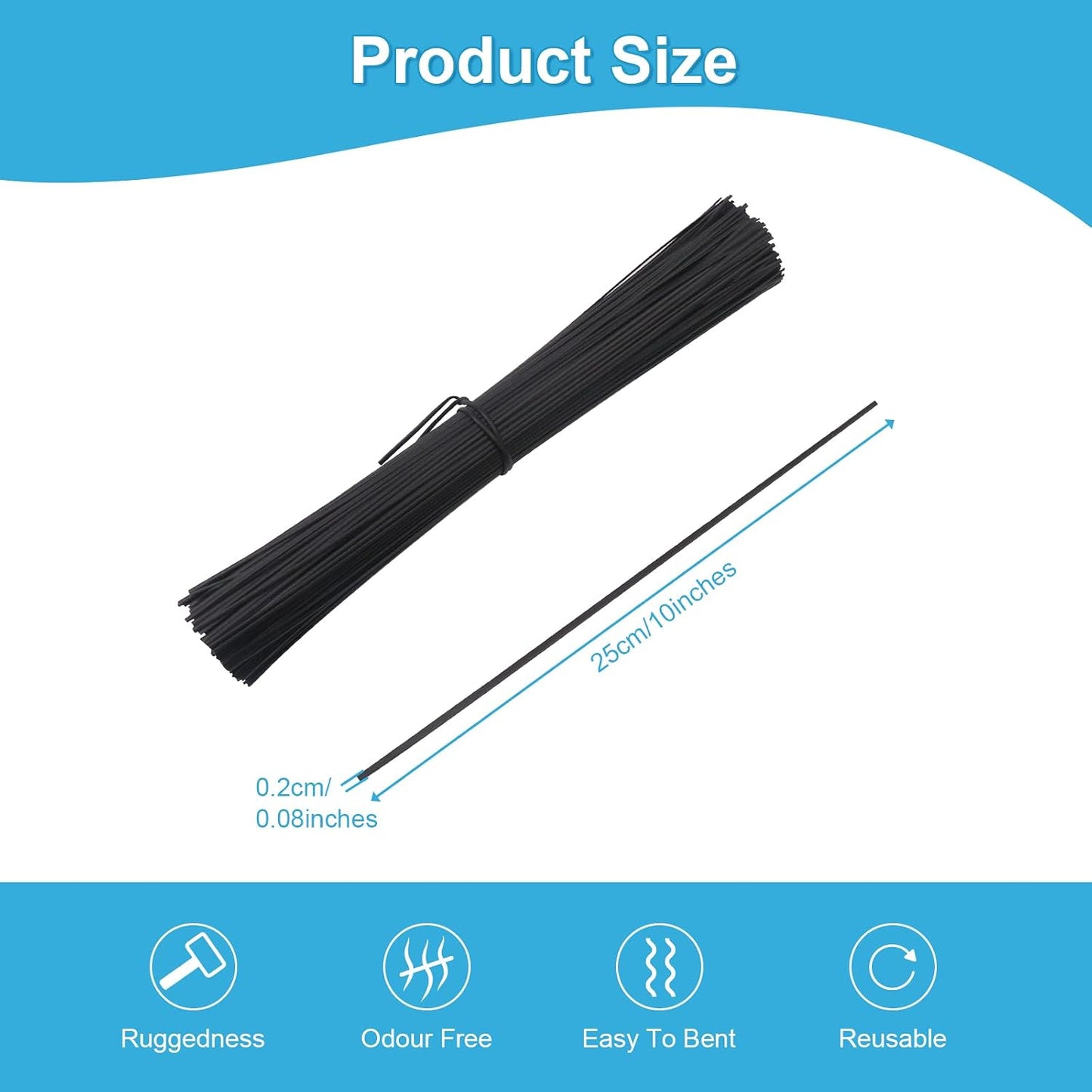 1000Pcs 8 Inch Plastic Twist Ties,Cable Ties for Making Facial Face Mask Plants Party Cello Candy Gift Bags Cake Pops-Black