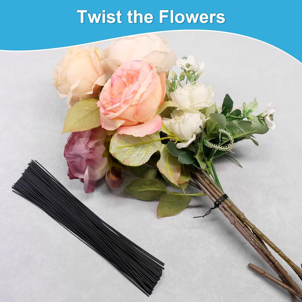 1000Pcs 8 Inch Plastic Twist Ties,Cable Ties for Making Facial Face Mask Plants Party Cello Candy Gift Bags Cake Pops-Black