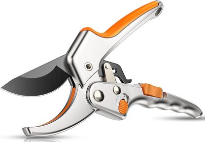 Pruning Shears, Gardening Tools - Garden Shears with Ratchet Anvil, Professional Pruners for Gardening, Garden Clippers/Pruning Scissors with Stainless Steel Blades & Non-slip Handle