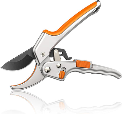 Pruning Shears, Gardening Tools - Garden Shears with Ratchet Anvil, Professional Pruners for Gardening, Garden Clippers/Pruning Scissors with Stainless Steel Blades & Non-slip Handle