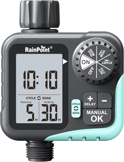 Sprinkler Timer - Cycle & Soak Hose Timer for Garden Hose with Automatic Watering/Manual Watering/Rain Delay, Programmable for Irrigation System, Lawn, Yard, Outdoor