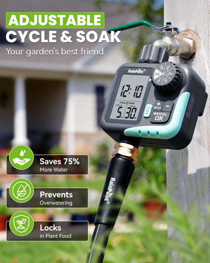 Sprinkler Timer - Cycle & Soak Hose Timer for Garden Hose with Automatic Watering/Manual Watering/Rain Delay, Programmable for Irrigation System, Lawn, Yard, Outdoor