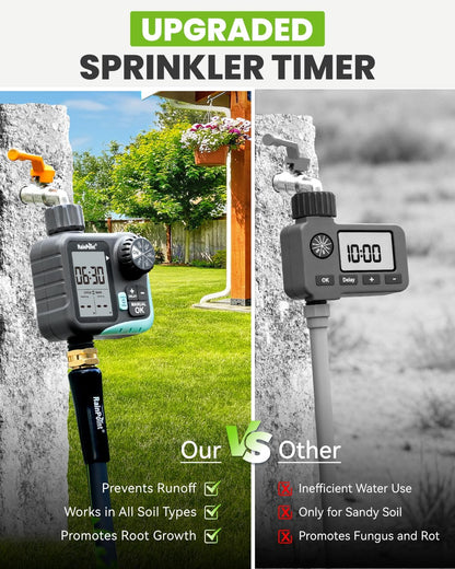 Sprinkler Timer - Cycle & Soak Hose Timer for Garden Hose with Automatic Watering/Manual Watering/Rain Delay, Programmable for Irrigation System, Lawn, Yard, Outdoor