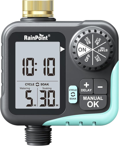 Sprinkler Timer - Cycle & Soak Hose Timer for Garden Hose with Automatic Watering/Manual Watering/Rain Delay, Programmable for Irrigation System, Lawn, Yard, Outdoor