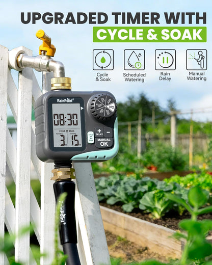 Sprinkler Timer - Cycle & Soak Hose Timer for Garden Hose with Automatic Watering/Manual Watering/Rain Delay, Programmable for Irrigation System, Lawn, Yard, Outdoor
