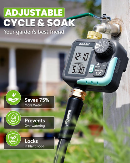 Sprinkler Timer - Cycle & Soak Hose Timer for Garden Hose with Automatic Watering/Manual Watering/Rain Delay, Programmable for Irrigation System, Lawn, Yard, Outdoor