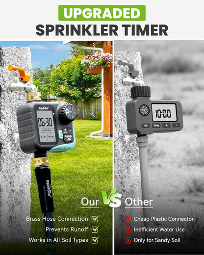 Sprinkler Timer - Cycle & Soak Hose Timer for Garden Hose with Automatic Watering/Manual Watering/Rain Delay, Programmable for Irrigation System, Lawn, Yard, Outdoor