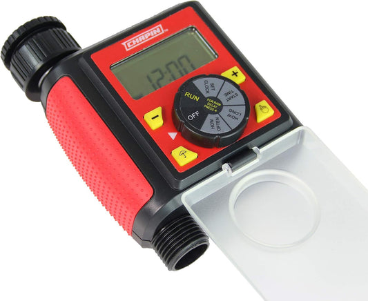 International 41002: Single Zone Water Timer with Digital Display, Water-Resistant Construction, Set Frequency, Duration and Time Delay, 1-Pack, Red/Black