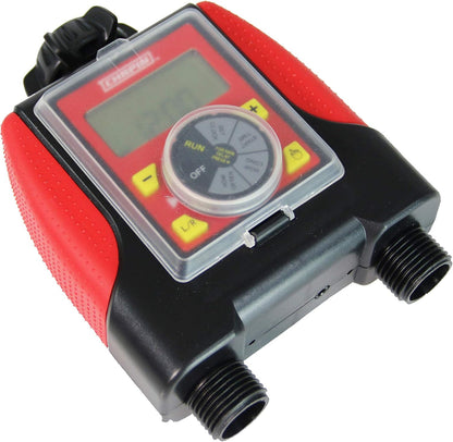 International 41002: Single Zone Water Timer with Digital Display, Water-Resistant Construction, Set Frequency, Duration and Time Delay, 1-Pack, Red/Black