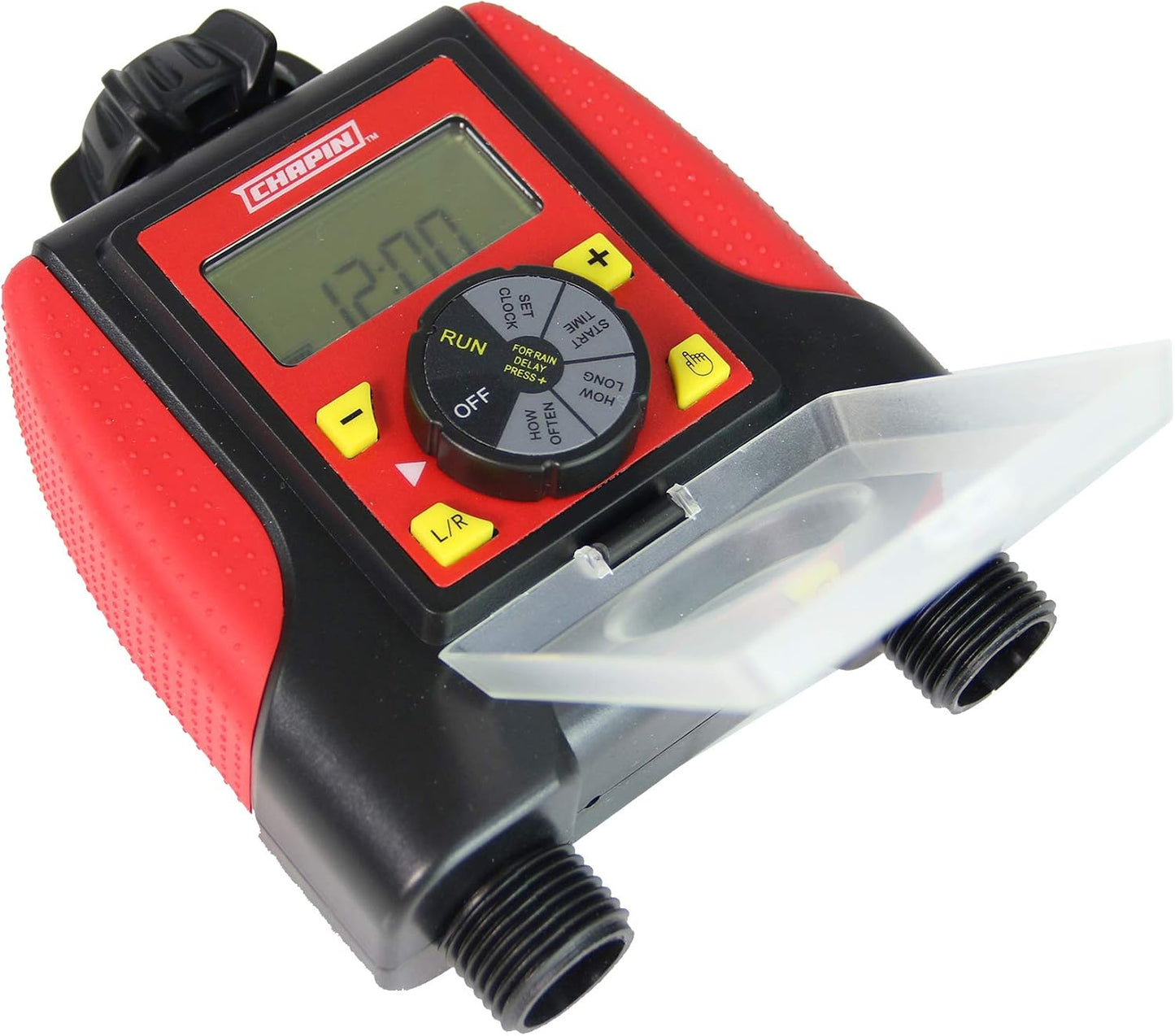 International 41002: Single Zone Water Timer with Digital Display, Water-Resistant Construction, Set Frequency, Duration and Time Delay, 1-Pack, Red/Black