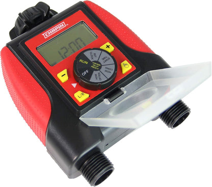 International 41002: Single Zone Water Timer with Digital Display, Water-Resistant Construction, Set Frequency, Duration and Time Delay, 1-Pack, Red/Black