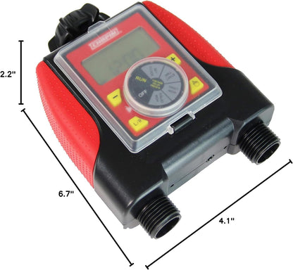 International 41002: Single Zone Water Timer with Digital Display, Water-Resistant Construction, Set Frequency, Duration and Time Delay, 1-Pack, Red/Black
