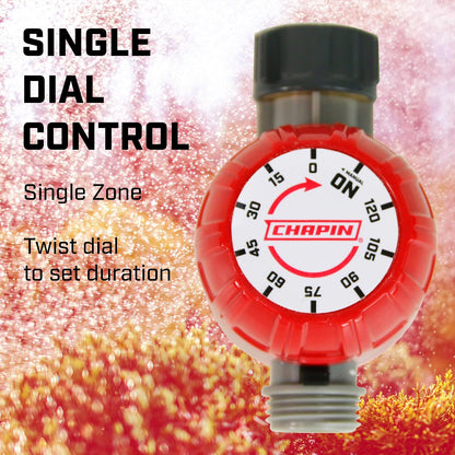 International 41002: Single Zone Water Timer with Digital Display, Water-Resistant Construction, Set Frequency, Duration and Time Delay, 1-Pack, Red/Black