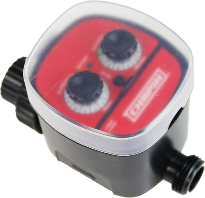International 41002: Single Zone Water Timer with Digital Display, Water-Resistant Construction, Set Frequency, Duration and Time Delay, 1-Pack, Red/Black