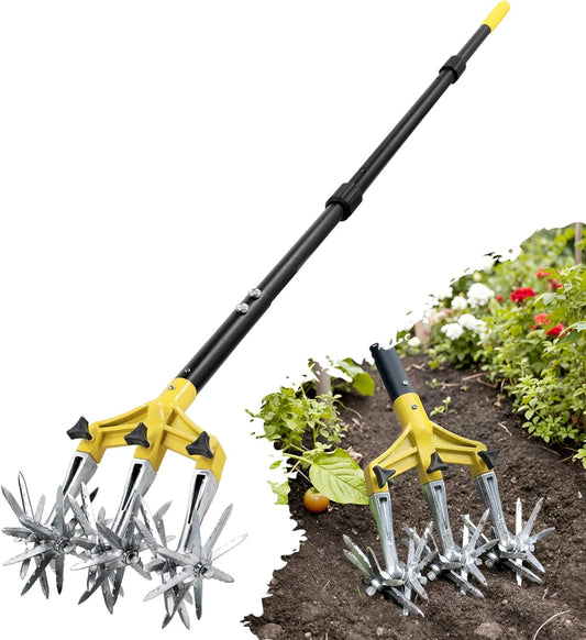 Cultivators for Gardening 61’’, Rotary Cultivator Tool, Hand Tiller