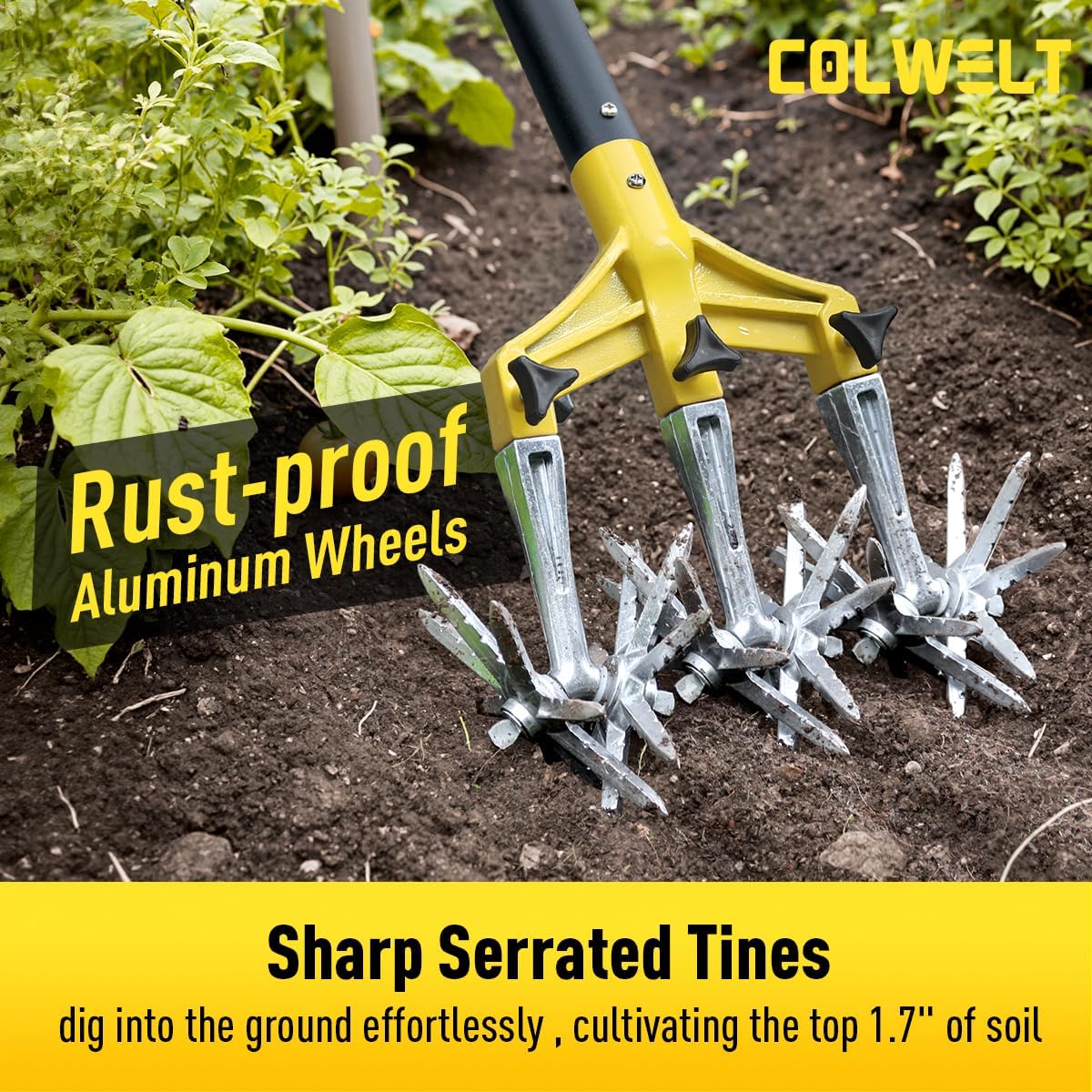 Cultivators for Gardening 61’’, Rotary Cultivator Tool, Hand Tiller