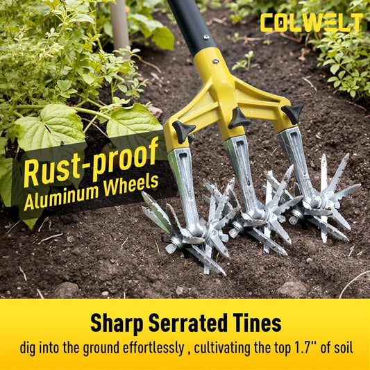 Cultivators for Gardening 61’’, Rotary Cultivator Tool, Hand Tiller