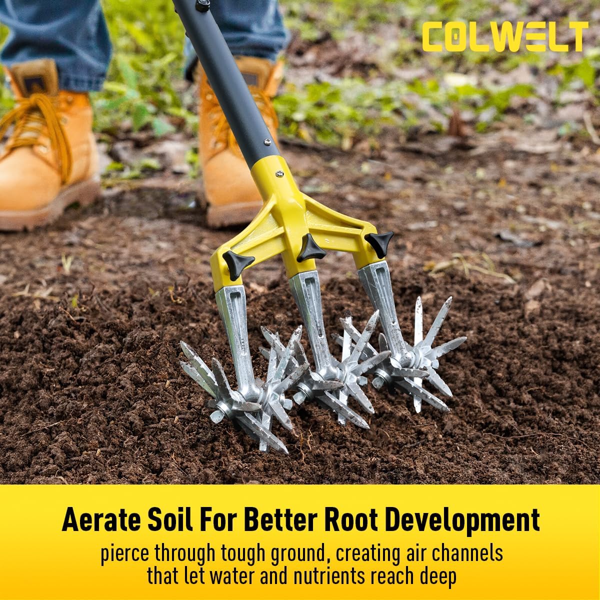 Cultivators for Gardening 61’’, Rotary Cultivator Tool, Hand Tiller