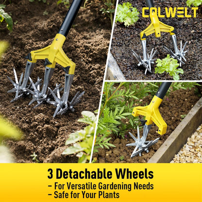 Cultivators for Gardening 61’’, Rotary Cultivator Tool, Hand Tiller