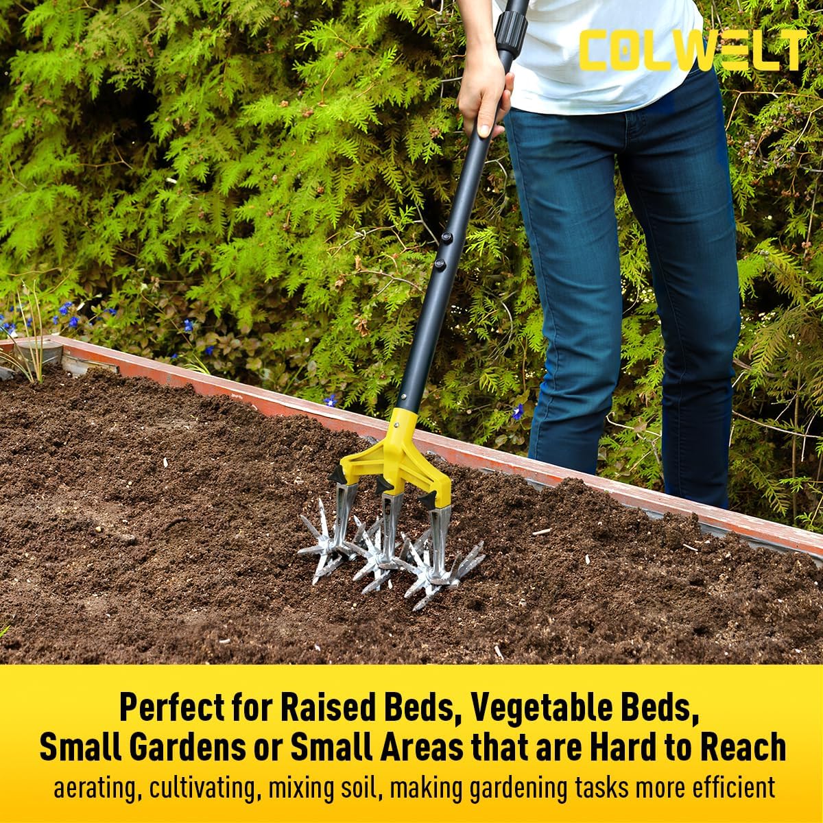 Cultivators for Gardening 61’’, Rotary Cultivator Tool, Hand Tiller