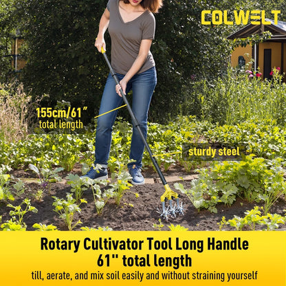 Cultivators for Gardening 61’’, Rotary Cultivator Tool, Hand Tiller
