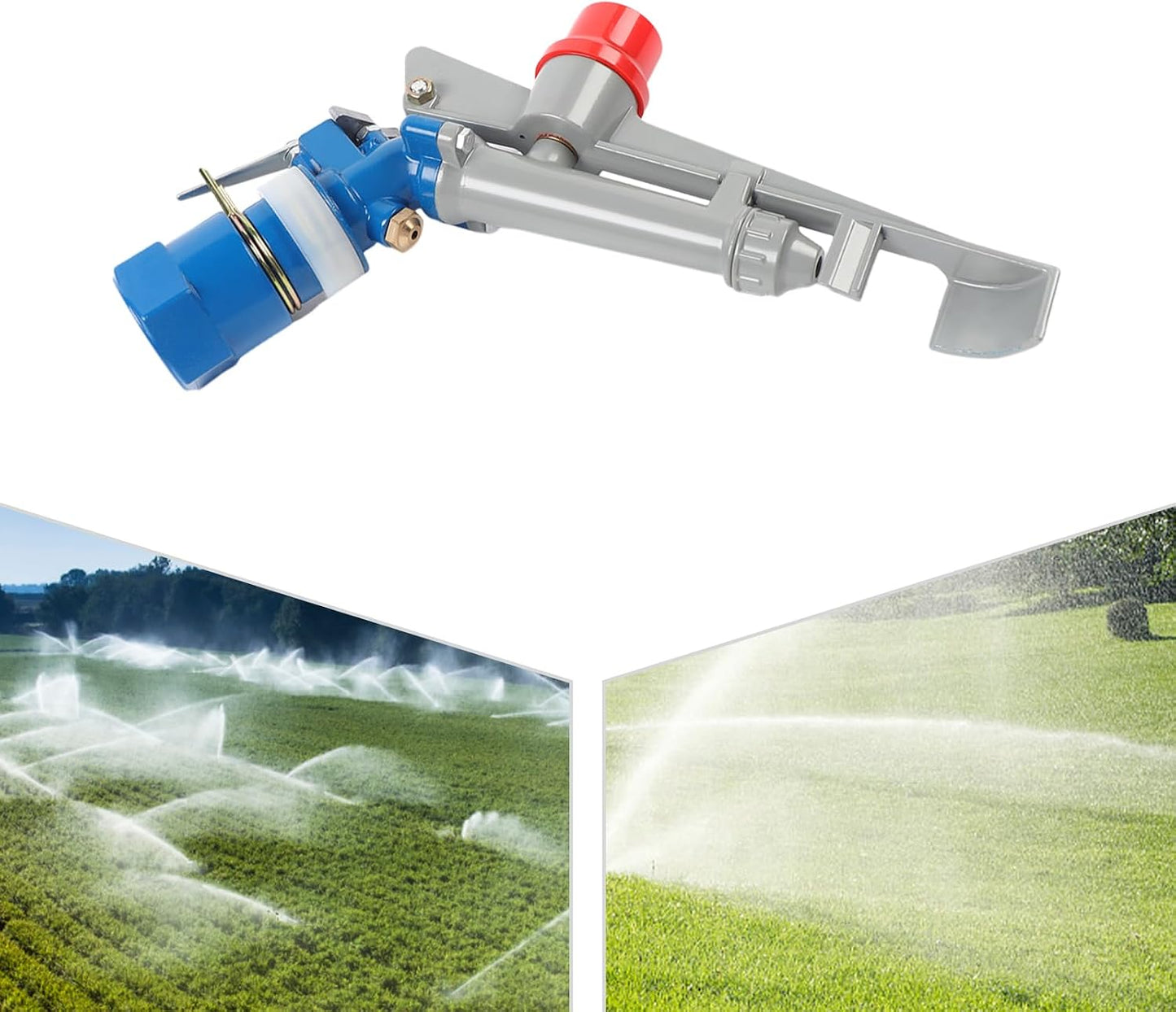 1 inch Irrigation Sprinklers Lawn Sprinkler, Agriculture Irrigation Spray Gun Sprinkler Large Area Sprinkler 360° Adjustable Watering, Impact Spray for Farms Orchards Tea Gardens Forestry