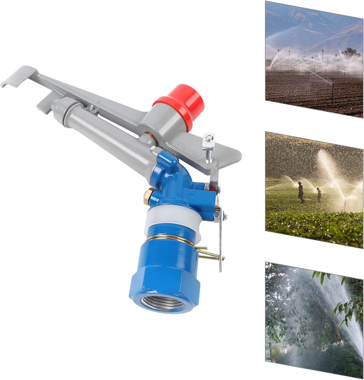 1 inch Irrigation Sprinklers Lawn Sprinkler, Agriculture Irrigation Spray Gun Sprinkler Large Area Sprinkler 360° Adjustable Watering, Impact Spray for Farms Orchards Tea Gardens Forestry