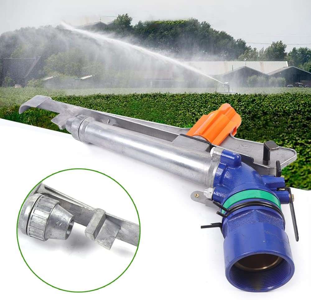 1 inch Irrigation Sprinklers Lawn Sprinkler, Agriculture Irrigation Spray Gun Sprinkler Large Area Sprinkler 360° Adjustable Watering, Impact Spray for Farms Orchards Tea Gardens Forestry