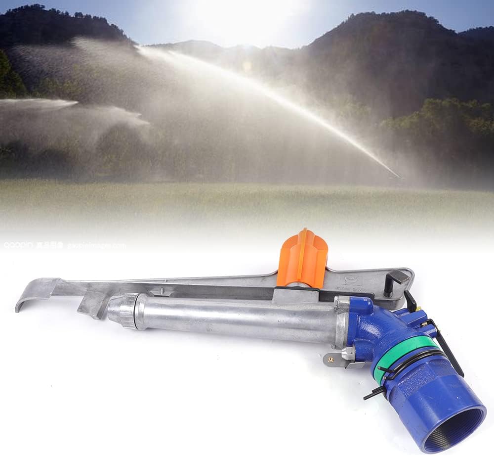 1 inch Irrigation Sprinklers Lawn Sprinkler, Agriculture Irrigation Spray Gun Sprinkler Large Area Sprinkler 360° Adjustable Watering, Impact Spray for Farms Orchards Tea Gardens Forestry