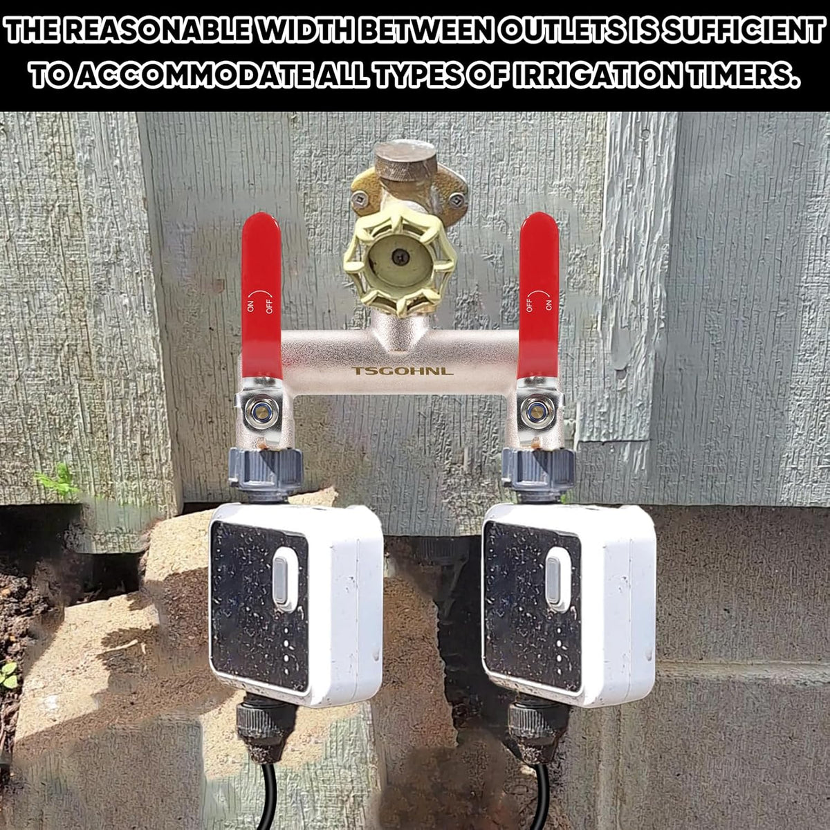 2 Way Garden Hose Splitter, 3/4" GHT Brass Hose Splitter - Red