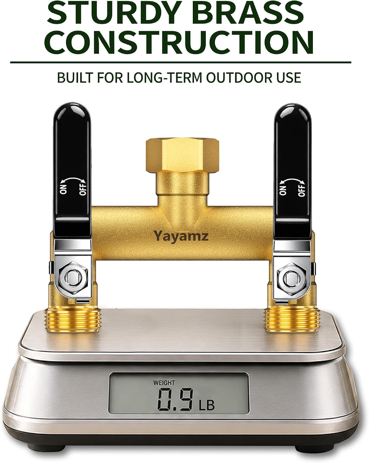 2 Way Garden Hose Splitter, 3/4" GHT Brass Hose Splitter - Red