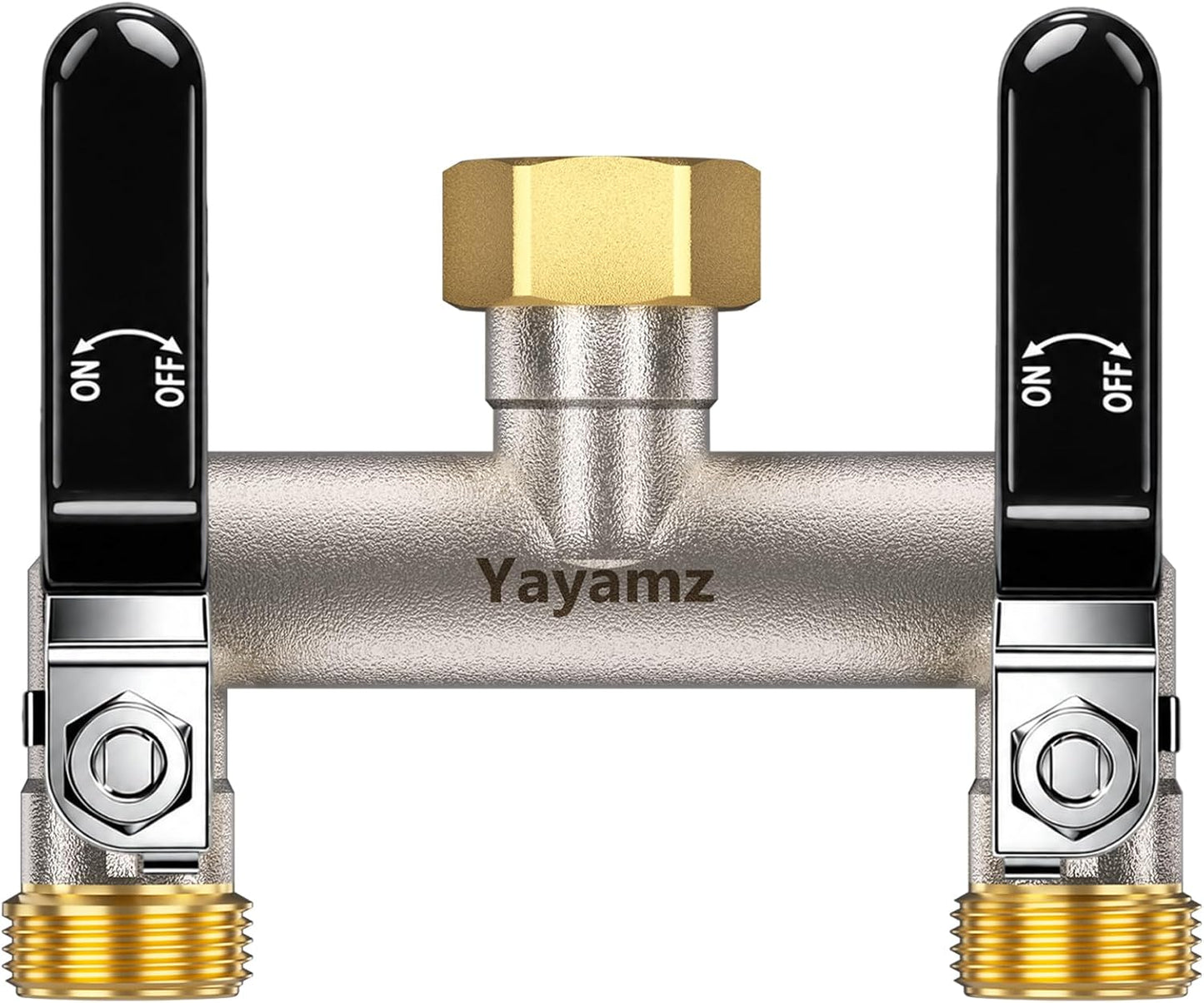2 Way Garden Hose Splitter, 3/4" GHT Brass Hose Splitter - Red