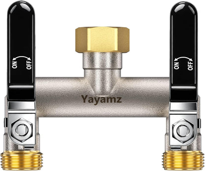 2 Way Garden Hose Splitter, 3/4" GHT Brass Hose Splitter - Red