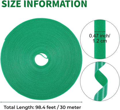 98.4 Feet Garden Tape Plant Ties Green Gardening Plant Tape Strap for Climbing Plants 1/2'' Gardening Tape to Support Plants, Vines, Tomatoes Reusable Gardening Ties Plant Tape (98.4feet)